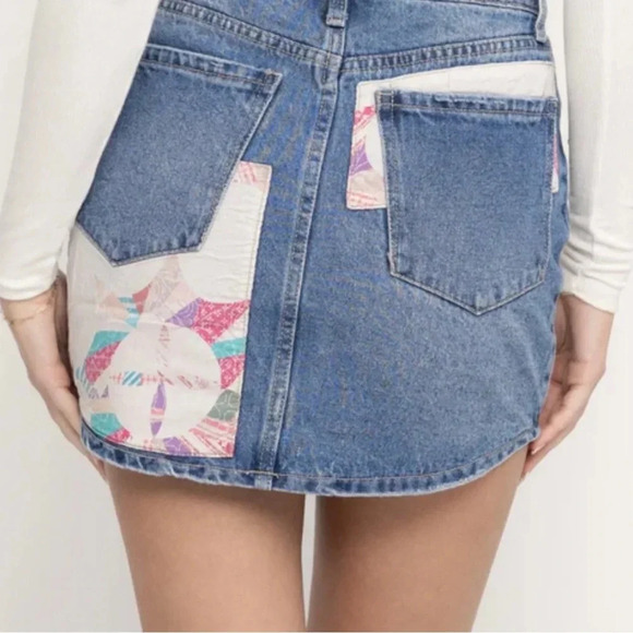 PTCL Ethical Clothing patch quilted jean skirt - size 24 NWT. U - Picture 2 of 7